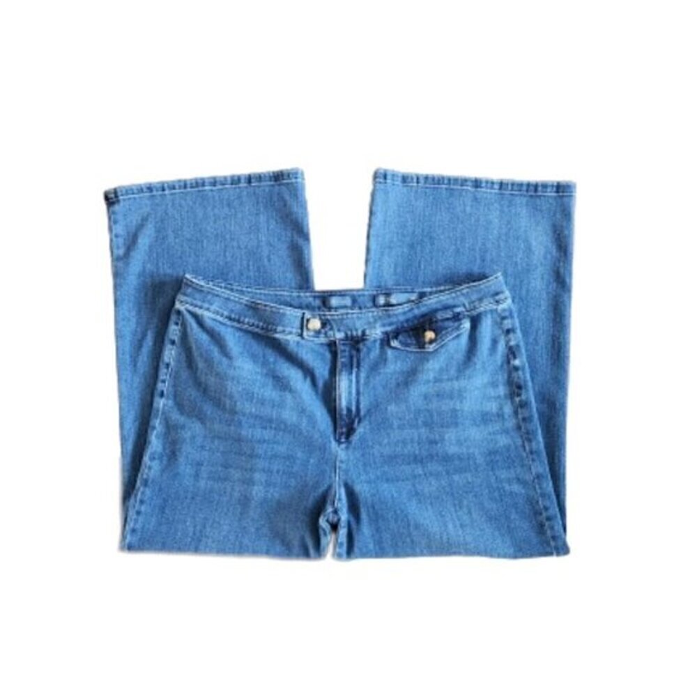J.Jill Denim High-Rise Tab-Waist Full-Leg Crops